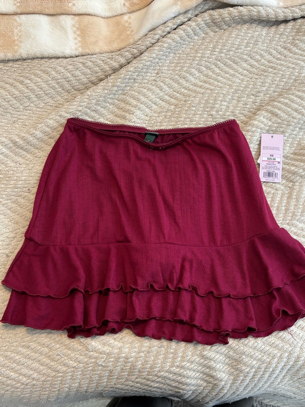 wild fable Wine Ruffled Tiered Mini Skort
